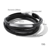Stainless Steel Multichamber Weave Bracelet Leather Bangle