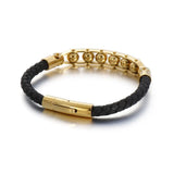 Punk Rock Chain Link Leather Bracelet Bangle Gift