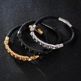 Punk Rock Chain Link Leather Bracelet Bangle Gift