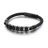 Punk Rock Chain Link Leather Bracelet Bangle Gift