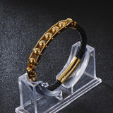 Punk Rock Chain Link Leather Bracelet Bangle Gift