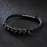 Punk Rock Chain Link Leather Bracelet Bangle Gift