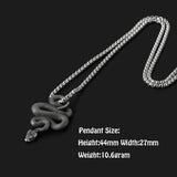 Punk Rock Snake Pendant Necklace Biker Stainless Steel Accessories