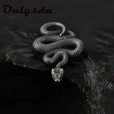 Punk Rock Snake Pendant Necklace Biker Stainless Steel Accessories