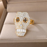 Stainless Steel Punk Skull Rings Adjustable Gothic Christmas Jewelry