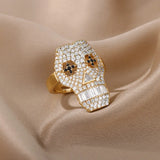 Stainless Steel Punk Skull Rings Adjustable Gothic Christmas Jewelry