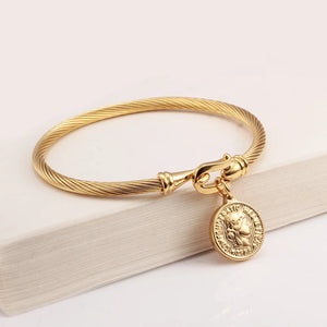 Stainless Steel Queen Coin Plated Bracelets For Men Women