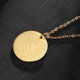 Stainless Steel Queen Elizabeth Rose Coin Pendant