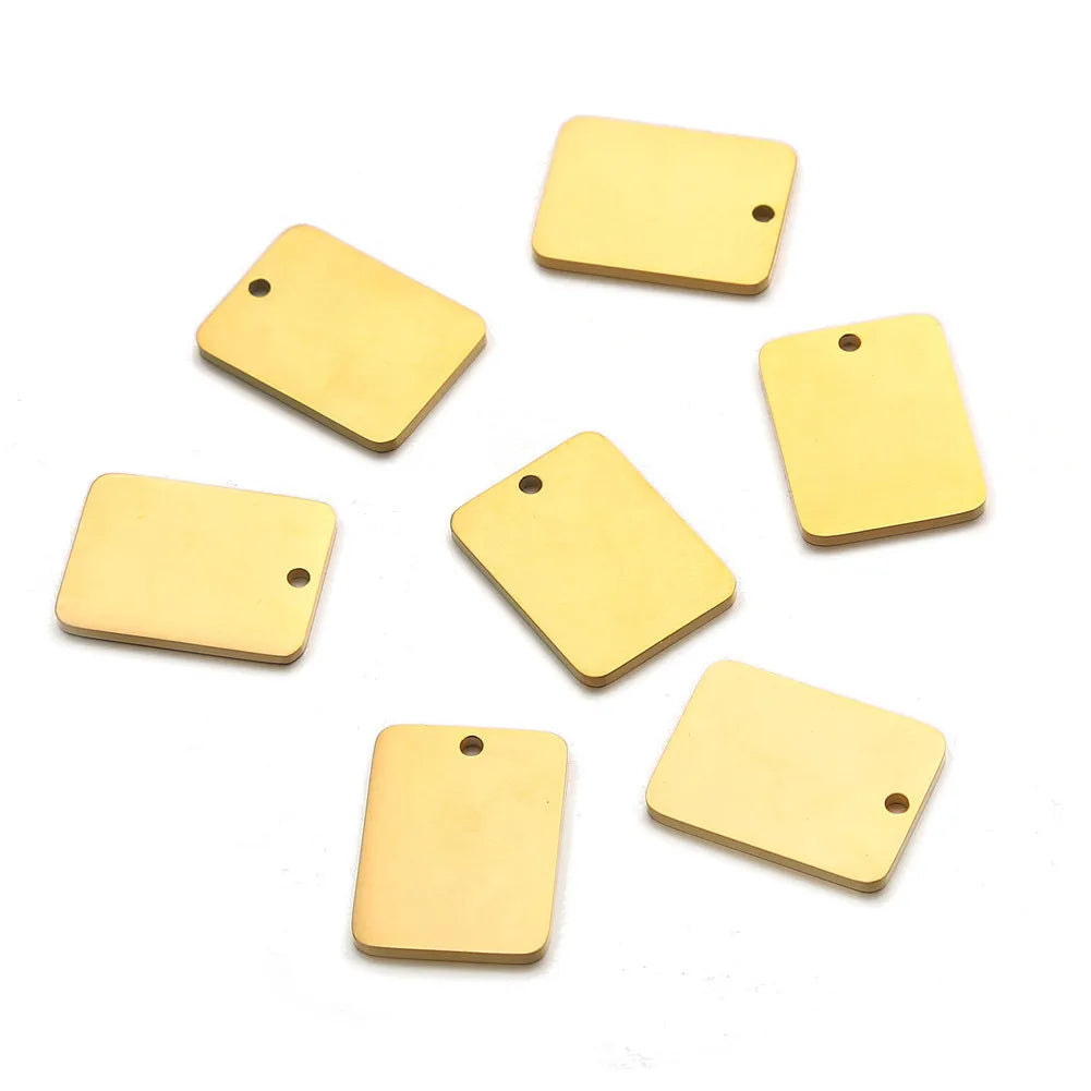 20PCS Stainless Steel Rectangle Blank Square Tag Charms Pendant