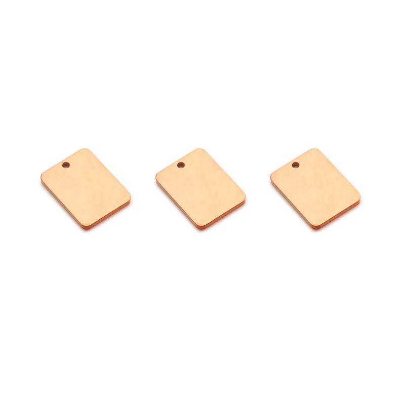 20PCS Stainless Steel Rectangle Blank Square Tag Charms Pendant