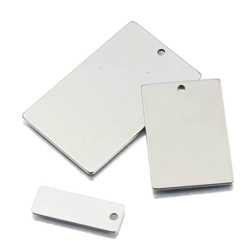 Stainless Steel Rectangle Tag Disc Pendants Charms for Jewelry Making