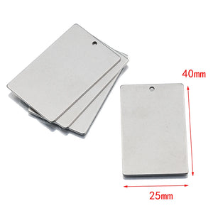 Stainless Steel Rectangle Tag Disc Pendants Charms for Jewelry Making