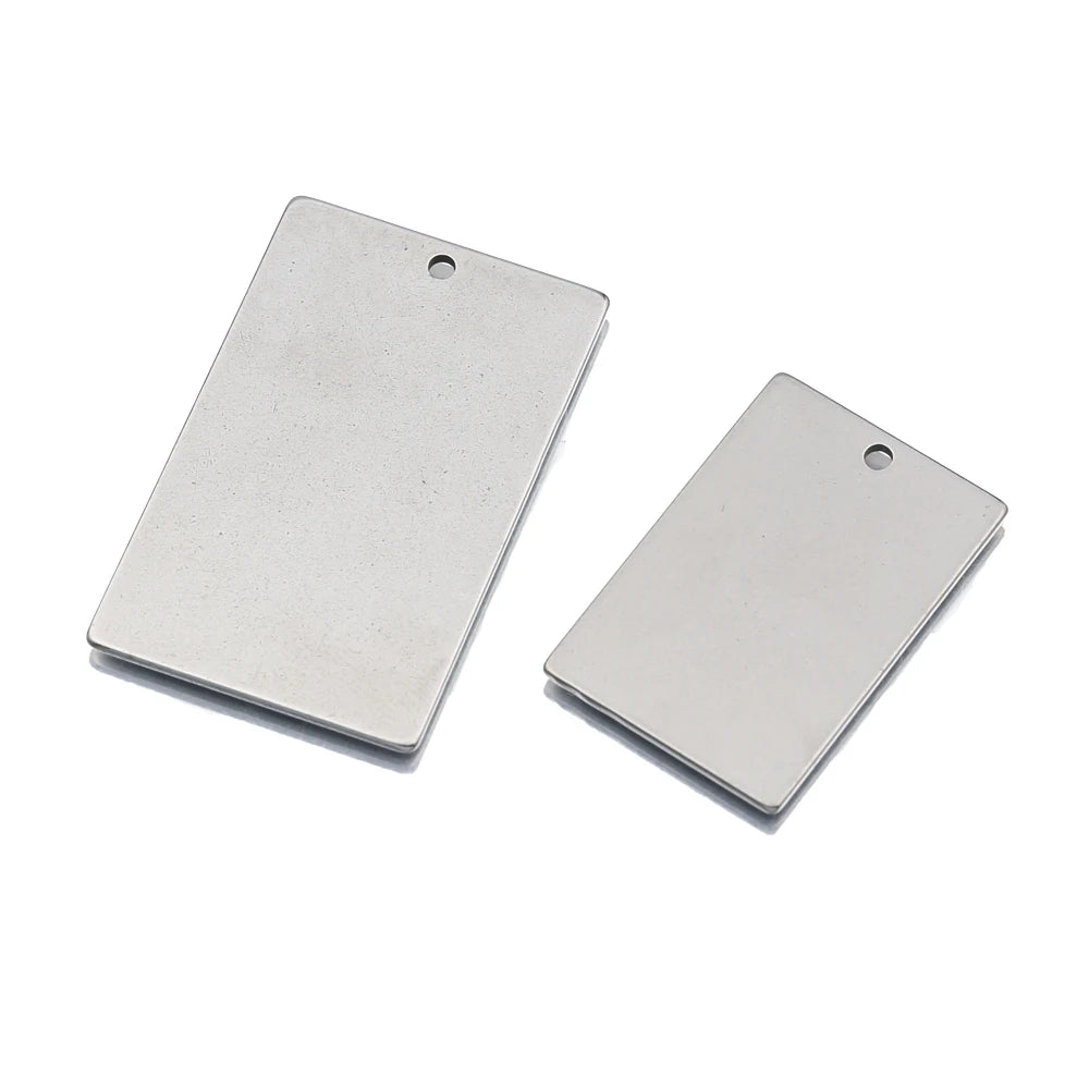 Stainless Steel Rectangle Tag Disc Pendants Charms for Jewelry Making