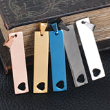 Stainless Steel Rectangle Pendant Blank 10X45mm Heart Plate for Engrave 10pcs