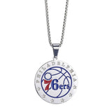 Stainless Steel Red Sports Ball Pendant Necklace with Chain