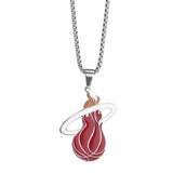 Stainless Steel Red Sports Ball Pendant Necklace with Chain