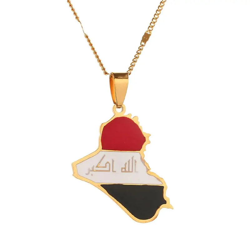 Iraq Map Pendant Necklace Allah Name Pendant Iraq Map Jewelry