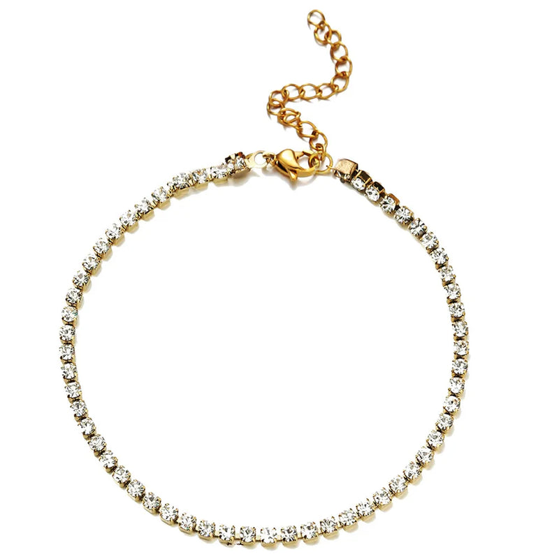 Stainless Steel Rhinestone Crystal Foot Chain Anklet for Women