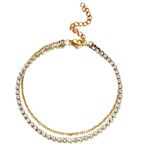 Stainless Steel Rhinestone Crystal Foot Chain Anklet for Women