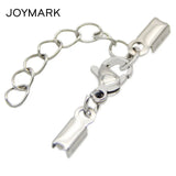 Stainless Steel Ribbon Crimp 2mm 3mm Cord End Caps Lobster Claw Clasp With Chain