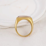 Stainless Steel Oval Agate Stone Women Rings Knuckles Bands