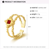 Zircon Inlaid Stainless Steel Open Ring Party Jewelry