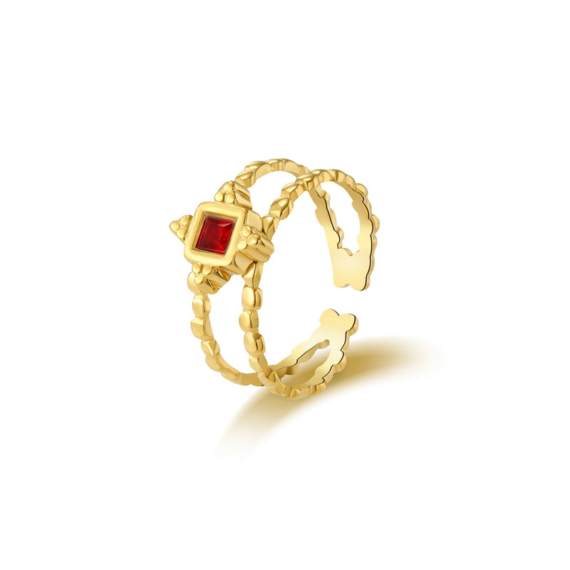 Zircon Inlaid Stainless Steel Open Ring Party Jewelry