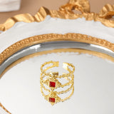Zircon Inlaid Stainless Steel Open Ring Party Jewelry