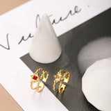 Zircon Inlaid Stainless Steel Open Ring Party Jewelry