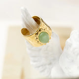 Stainless Steel Rings for Women Natural Stone Plated Open Ring