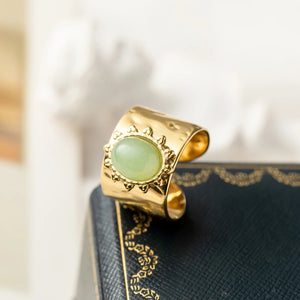 Stainless Steel Rings for Women Natural Stone Plated Open Ring