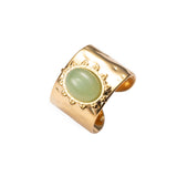 Stainless Steel Rings for Women Natural Stone Plated Open Ring