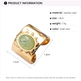 Stainless Steel Rings for Women Natural Stone Plated Open Ring
