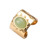 Stainless Steel Rings for Women Natural Stone Plated Open Ring