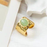 Stainless Steel Rings for Women Natural Stone Plated Open Ring