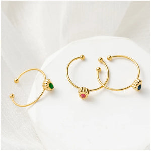 Women's Natural Stone Open Ring Stainless Steel Party Jewelry