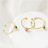 Women's Natural Stone Open Ring Stainless Steel Party Jewelry