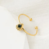 Women's Natural Stone Open Ring Stainless Steel Party Jewelry