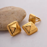 Stainless Steel Rivet Rectangular Ring & Earring Set
