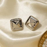 Stainless Steel Rivet Rectangular Ring & Earring Set