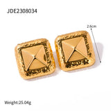 Stainless Steel Rivet Rectangular Ring & Earring Set