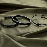 Men's Stainless Steel Roman Numeral Cross Bracelet Set