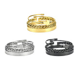 Men's Stainless Steel Roman Numeral Cross Bracelet Set