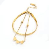 Stainless Steel Heart Bracelet Snake Chain Double Layer Women's Jewelry