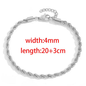 3mm 4mm Stainless Steel Rope Chain Anklet Women Leg Bracelet