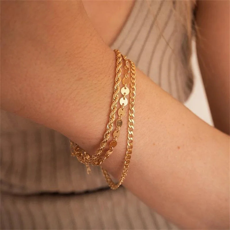 Stainless Steel Rope Chain Bracelet Women Bangle 3mm Minimalist