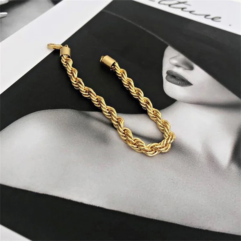 Stainless Steel Rope Chain Bracelet Women Bangle 3mm Minimalist
