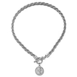 Stainless Steel Rope Chain Coin Pendant Necklace