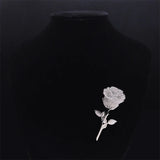 Stainless Steel Rose Flower Brooch Pin Silver Big Rose Broochs BXH7318S01