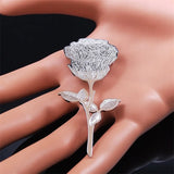 Stainless Steel Rose Flower Brooch Pin Silver Big Rose Broochs BXH7318S01